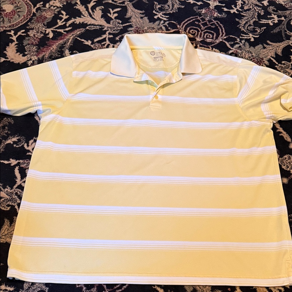 PGA Tour Yellow and White Polo Shirt